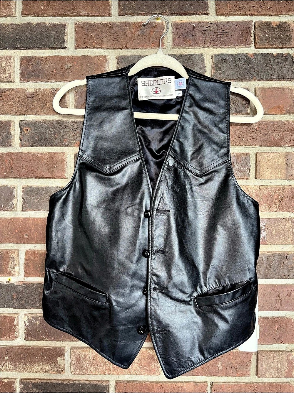 Sheplers Leather-Style Western Vest Black Small